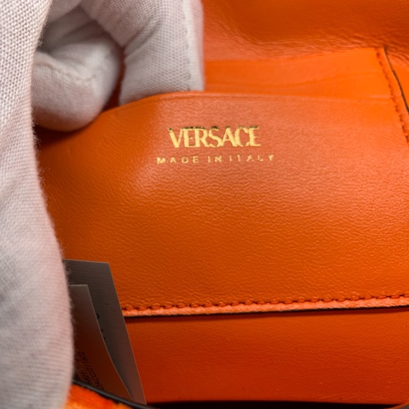 NWT Versace Virtus quilted orange velvet shoulder bag - Picture 5 of 11